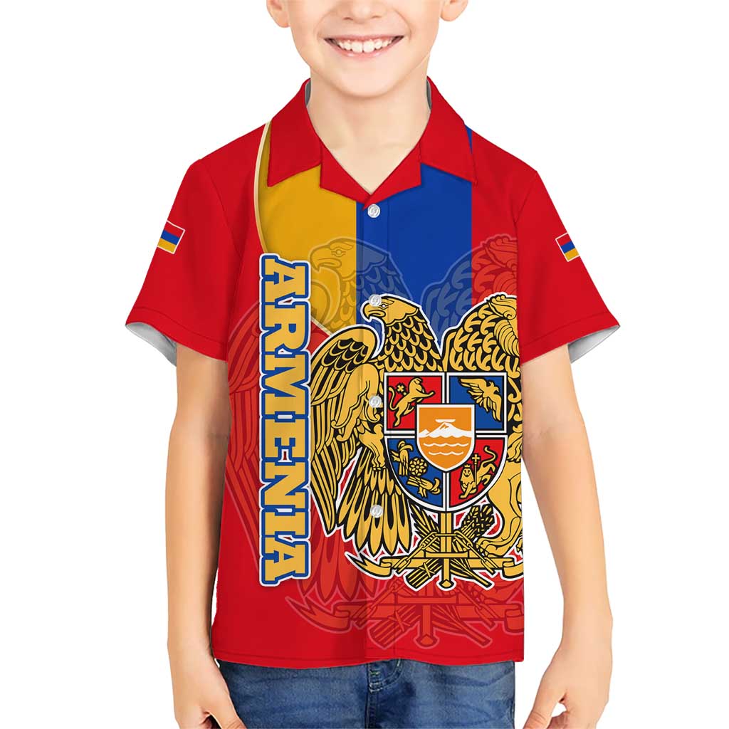 Armenia Flag Hawaiian Shirt with National Coat of Arms and Map Design - Wonder Print Shop