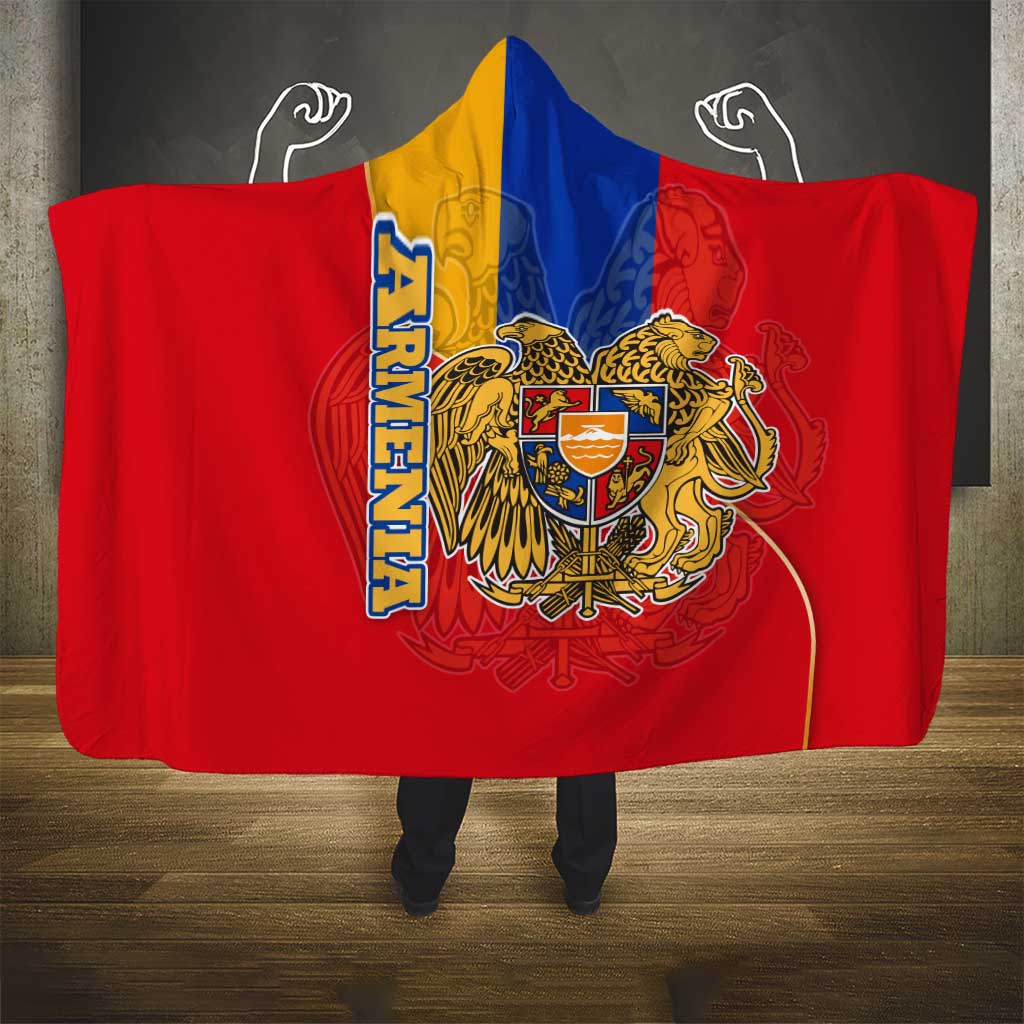 Armenia Flag Hooded Blanket with National Coat of Arms and Map Design - Wonder Print Shop
