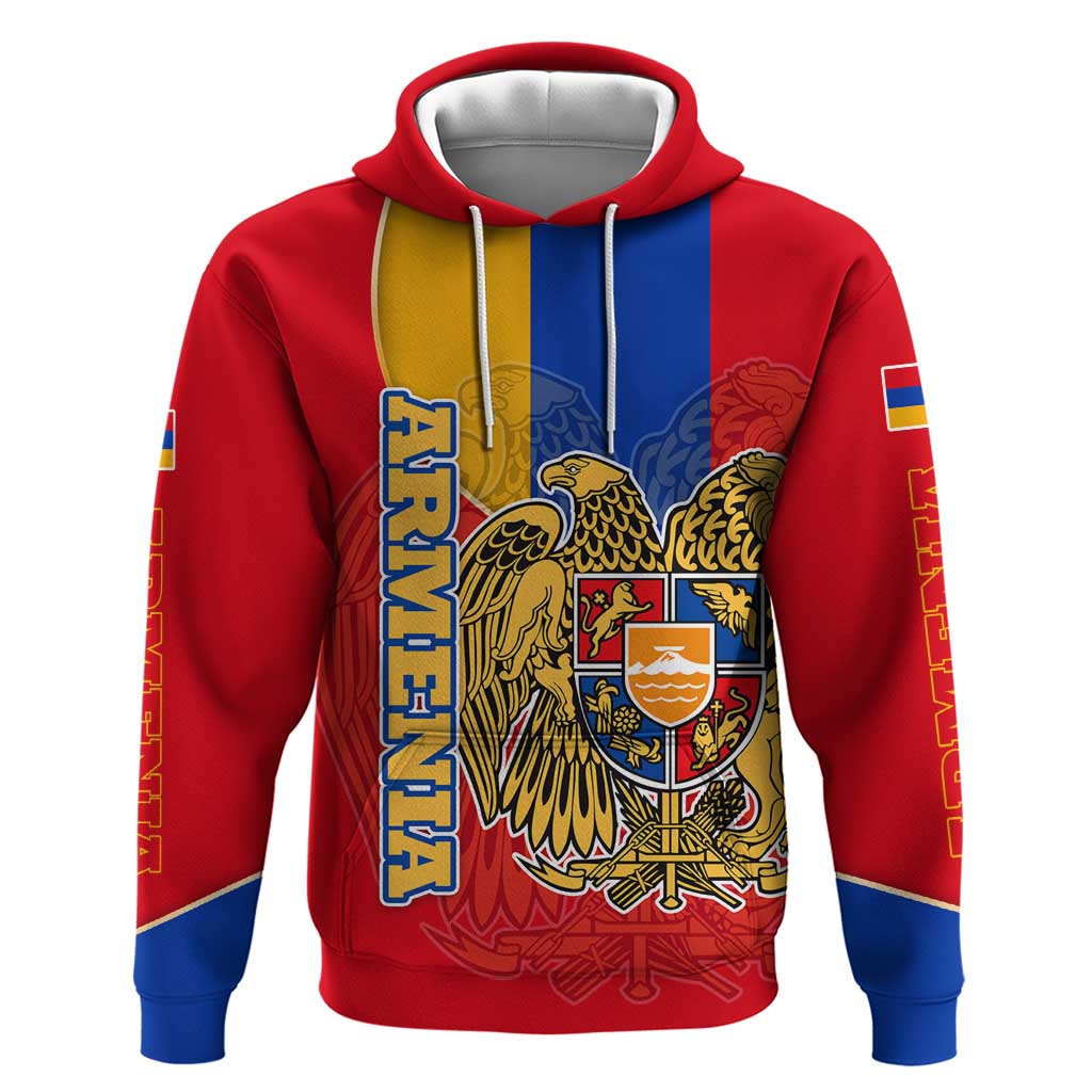 Armenia Flag Hoodie with National Coat of Arms and Map Design - Wonder Print Shop
