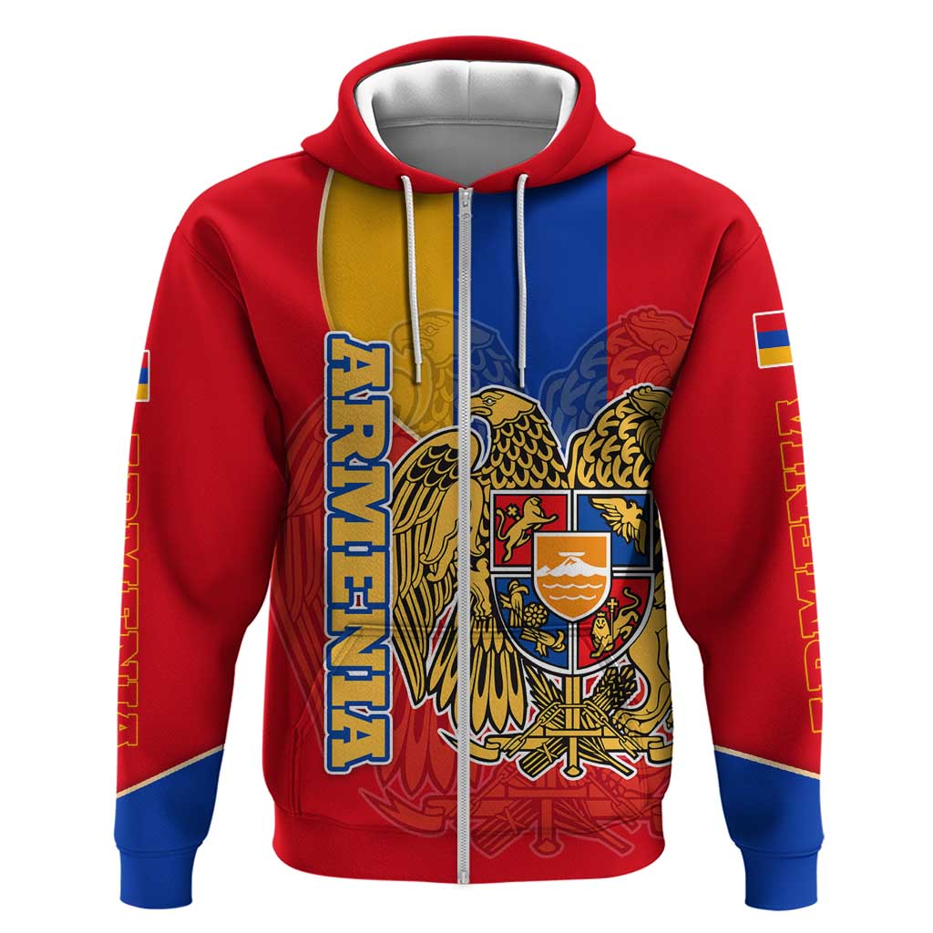 Armenia Flag Hoodie with National Coat of Arms and Map Design - Wonder Print Shop