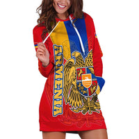 Armenia Flag Hoodie Dress with National Coat of Arms and Map Design - Wonder Print Shop