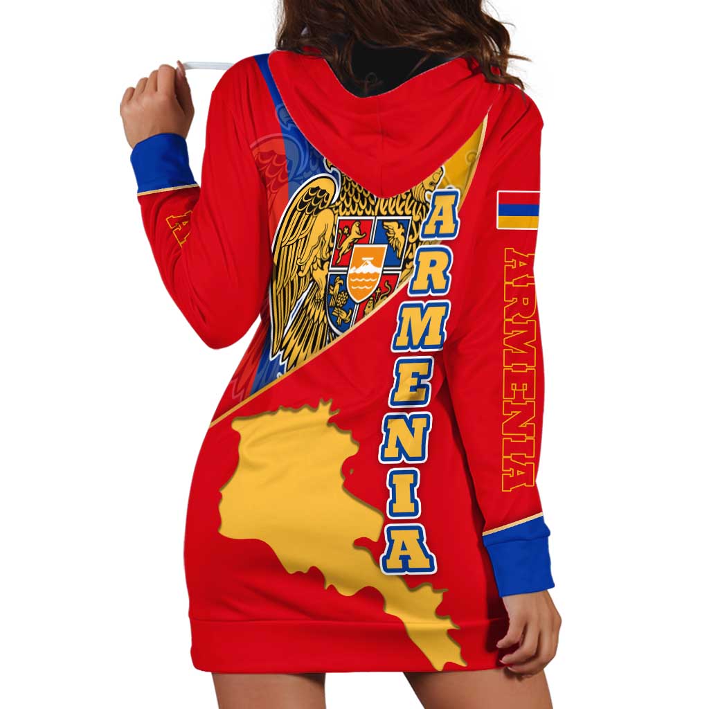 Armenia Flag Hoodie Dress with National Coat of Arms and Map Design - Wonder Print Shop