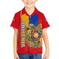 Armenia Flag Kid Hawaiian Shirt with National Coat of Arms and Map Design - Wonder Print Shop