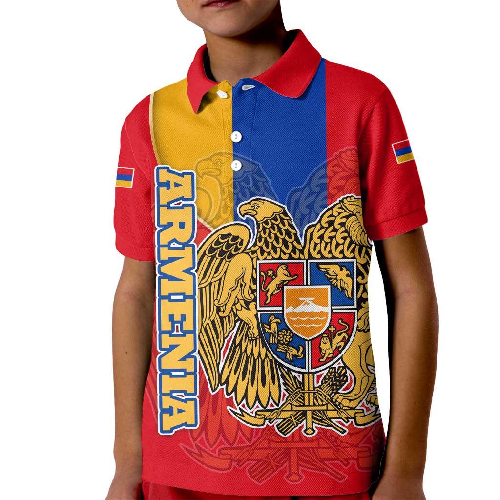 Armenia Flag Kid Polo Shirt with National Coat of Arms and Map Design - Wonder Print Shop