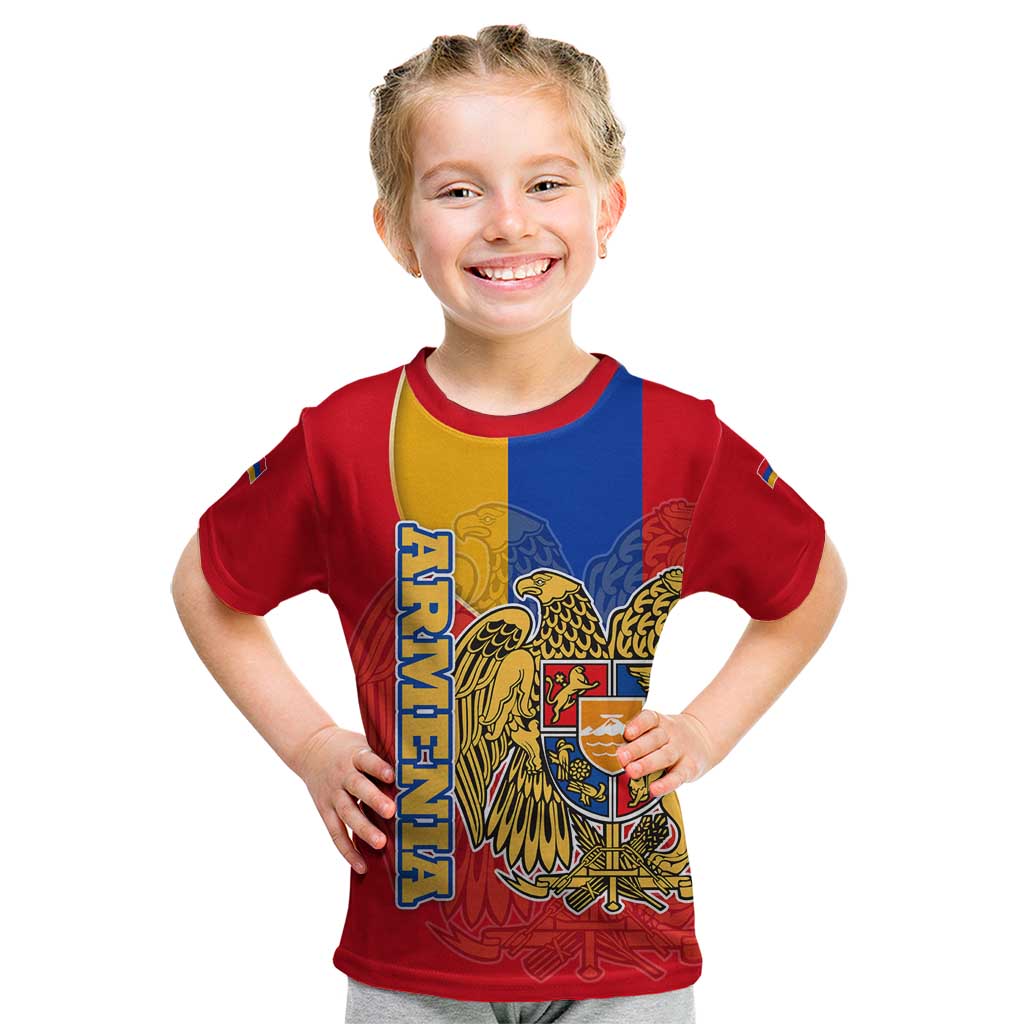 Armenia Flag Kid T Shirt with National Coat of Arms and Map Design - Wonder Print Shop