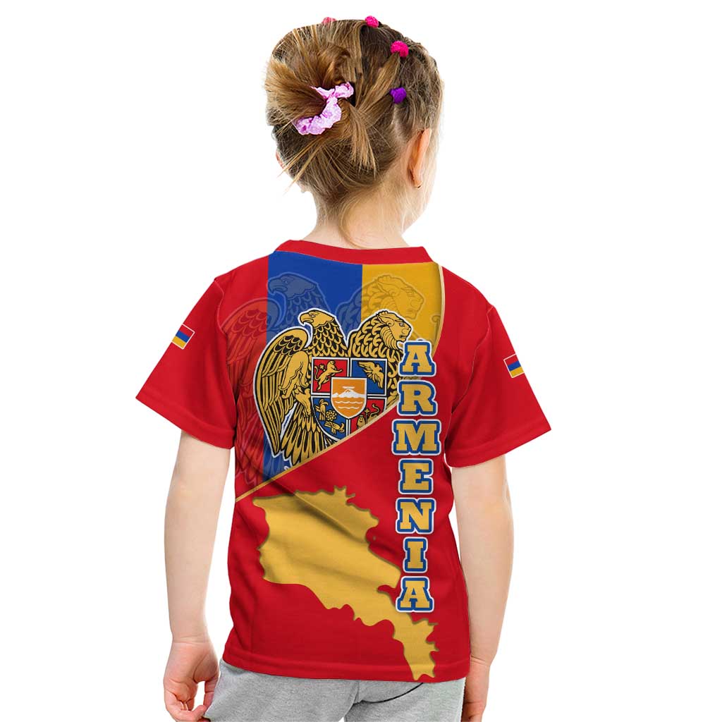 Armenia Flag Kid T Shirt with National Coat of Arms and Map Design - Wonder Print Shop