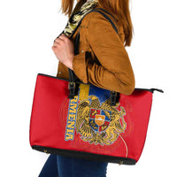 Armenia Flag Leather Tote Bag with National Coat of Arms and Map Design - Wonder Print Shop