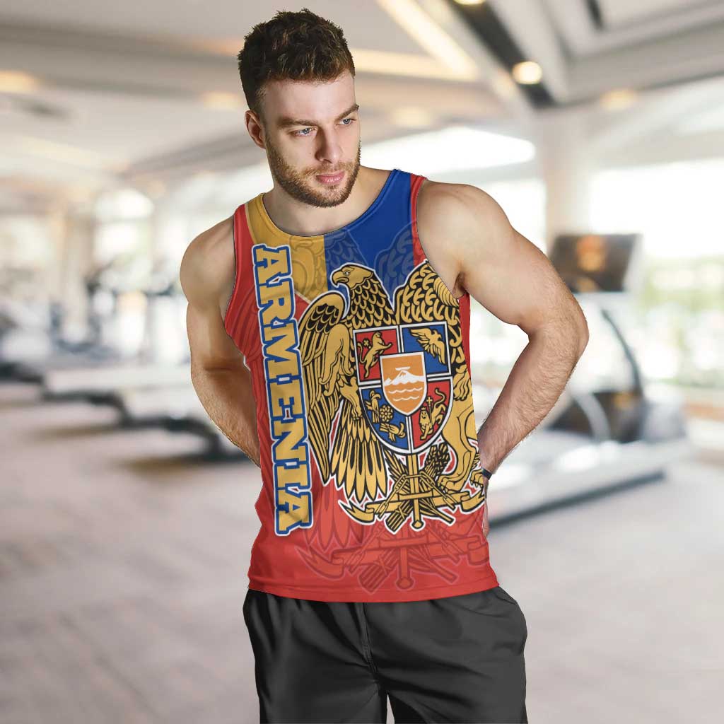Armenia Flag Men Tank Top with National Coat of Arms and Map Design - Wonder Print Shop