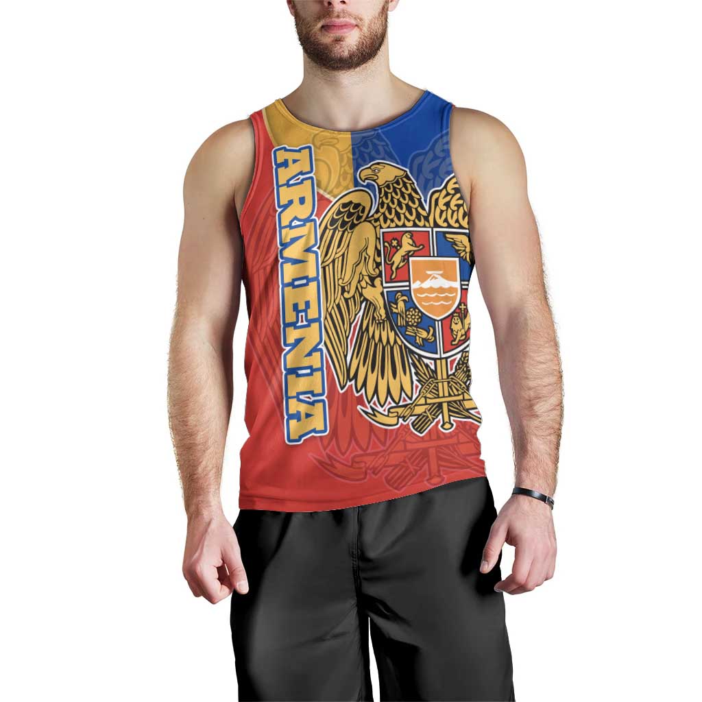 Armenia Flag Men Tank Top with National Coat of Arms and Map Design - Wonder Print Shop