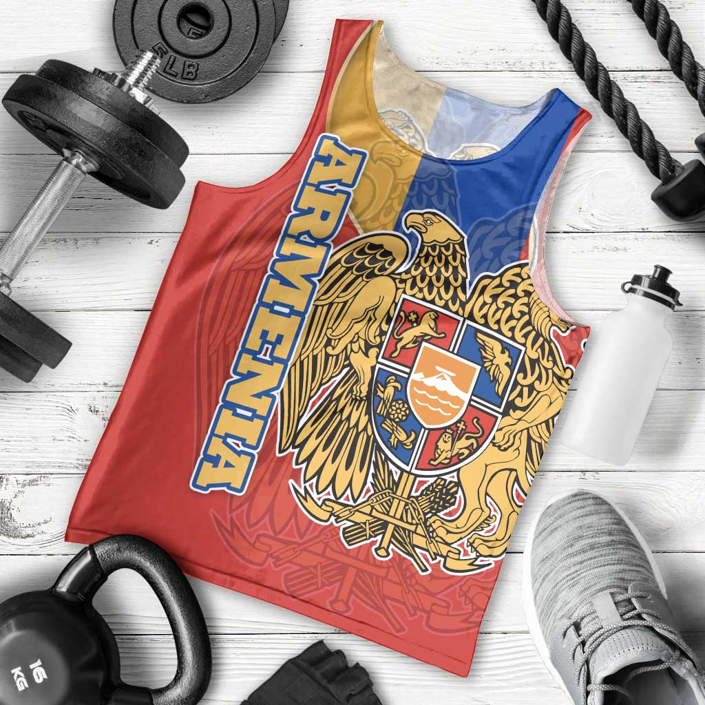 Armenia Flag Men Tank Top with National Coat of Arms and Map Design - Wonder Print Shop