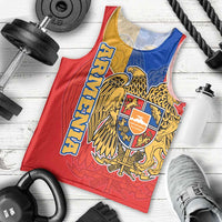 Armenia Flag Men Tank Top with National Coat of Arms and Map Design - Wonder Print Shop