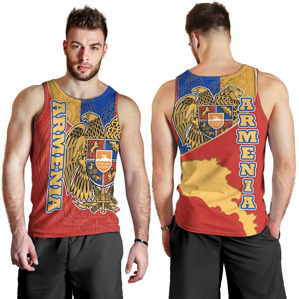 Armenia Flag Men Tank Top with National Coat of Arms and Map Design - Wonder Print Shop