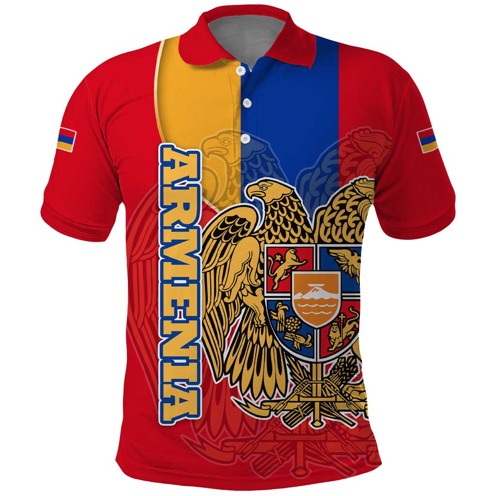 Armenia Flag Polo Shirt with National Coat of Arms and Map Design - Wonder Print Shop