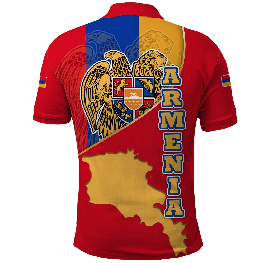 Armenia Flag Polo Shirt with National Coat of Arms and Map Design - Wonder Print Shop