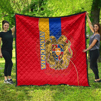 Armenia Flag Quilt with National Coat of Arms and Map Design - Wonder Print Shop