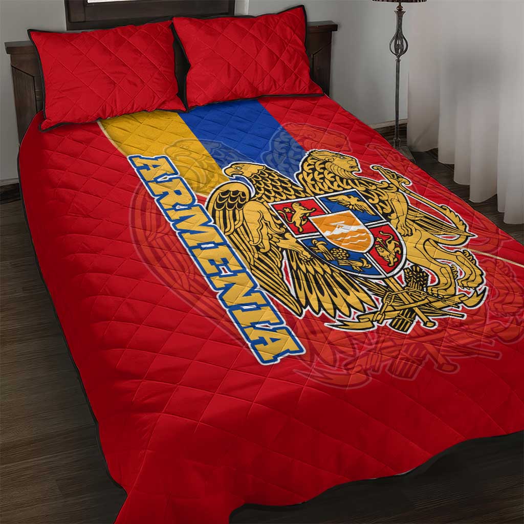 Armenia Flag Quilt Bed Set with National Coat of Arms and Map Design - Wonder Print Shop