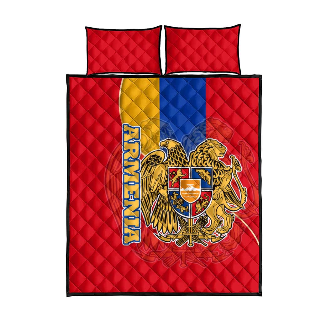 Armenia Flag Quilt Bed Set with National Coat of Arms and Map Design - Wonder Print Shop