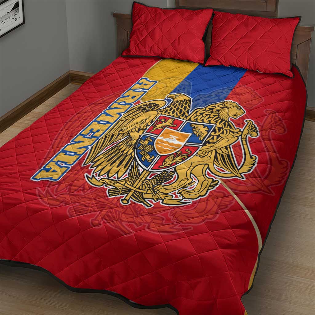 Armenia Flag Quilt Bed Set with National Coat of Arms and Map Design - Wonder Print Shop