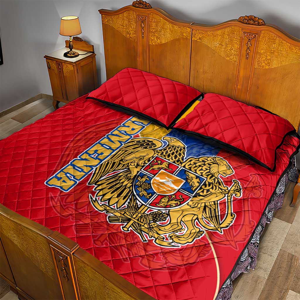 Armenia Flag Quilt Bed Set with National Coat of Arms and Map Design - Wonder Print Shop