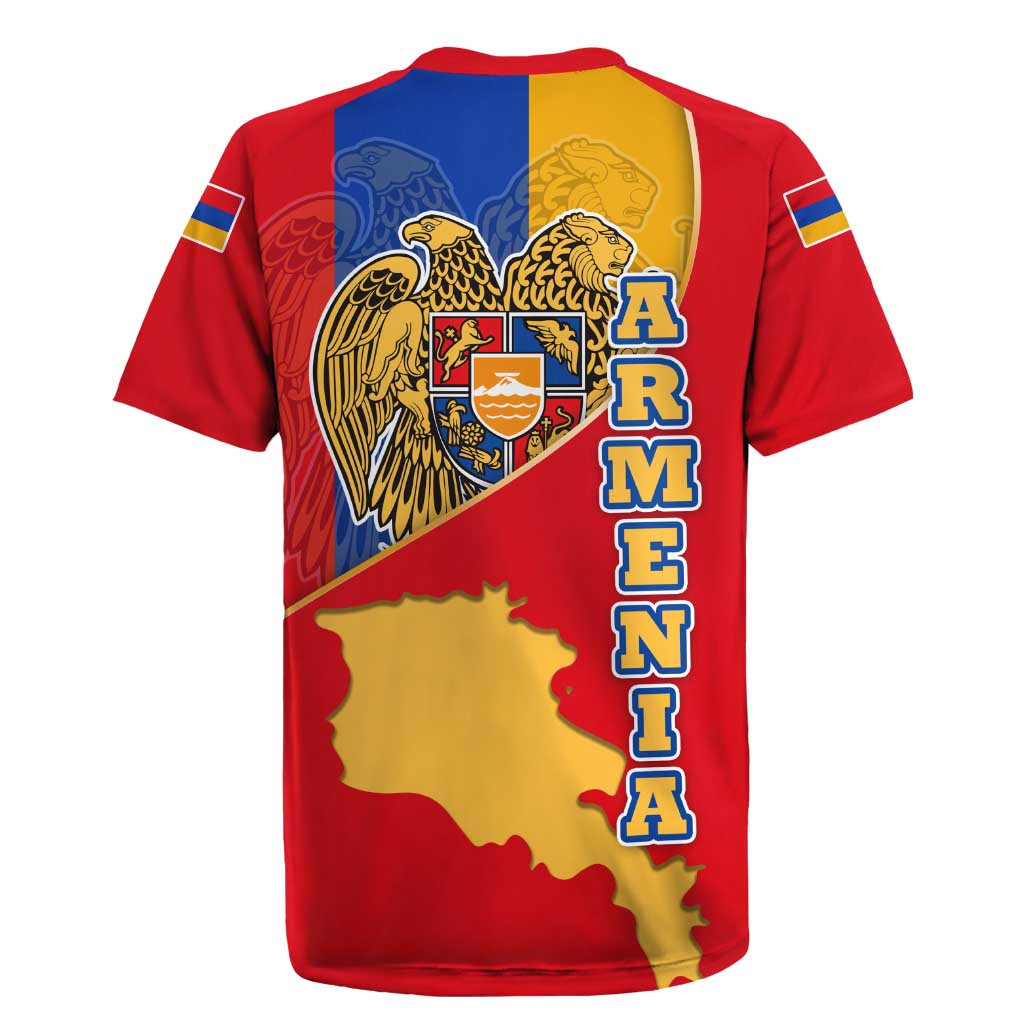 Armenia Flag Rugby Jersey with National Coat of Arms and Map Design - Wonder Print Shop
