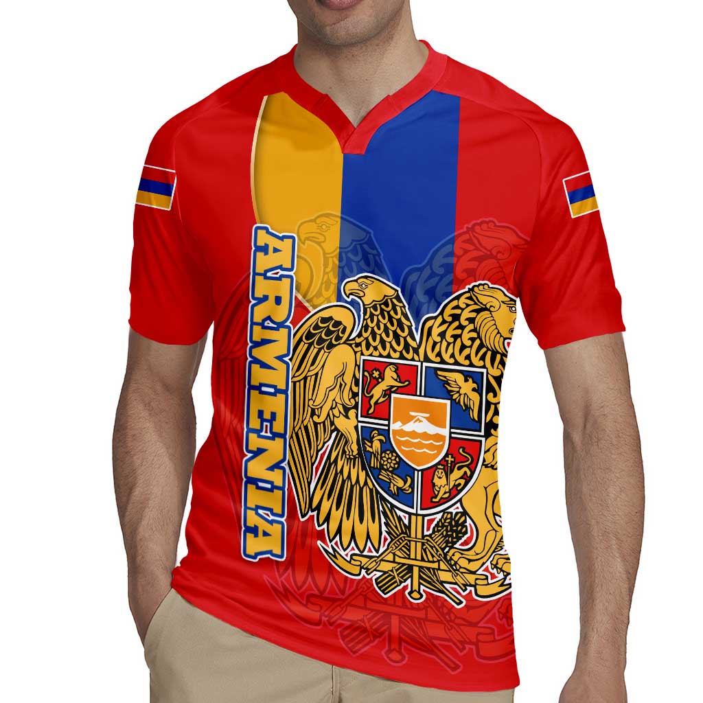 Armenia Flag Rugby Jersey with National Coat of Arms and Map Design - Wonder Print Shop
