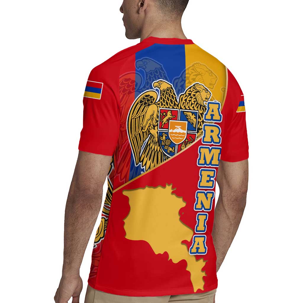 Armenia Flag Rugby Jersey with National Coat of Arms and Map Design - Wonder Print Shop
