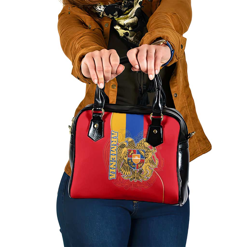Armenia Flag Shoulder Handbag with National Coat of Arms and Map Design - Wonder Print Shop