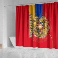 Armenia Flag Shower Curtain with National Coat of Arms and Map Design - Wonder Print Shop