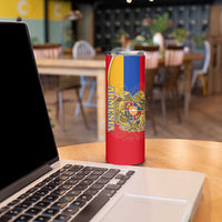 Armenia Flag Skinny Tumbler with National Coat of Arms and Map Design - Wonder Print Shop