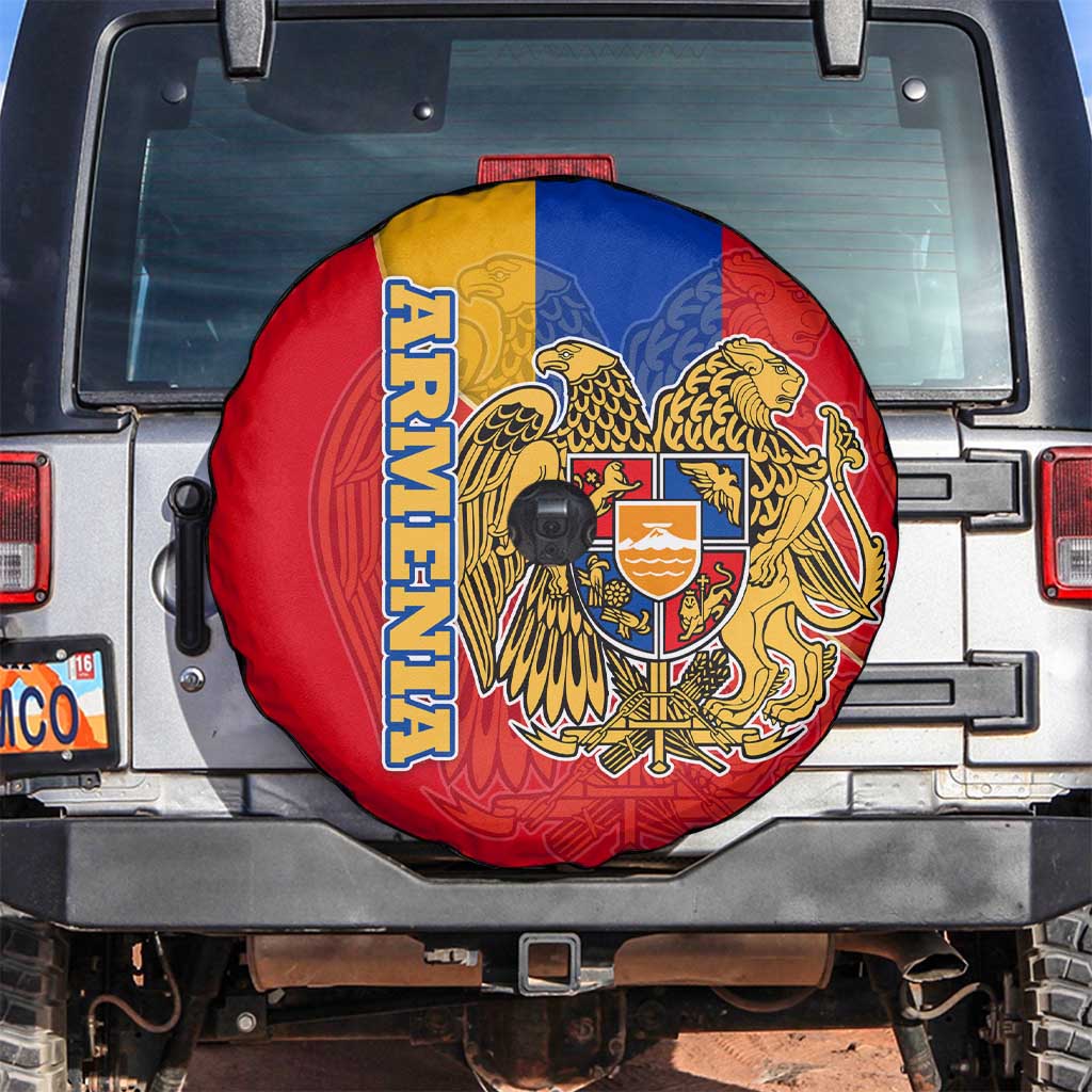 Armenia Flag Spare Tire Cover with National Coat of Arms and Map Design - Wonder Print Shop