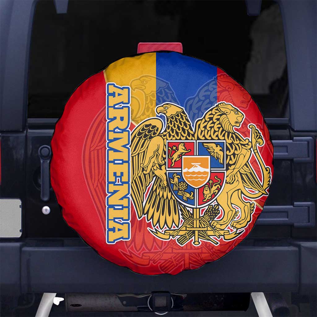 Armenia Flag Spare Tire Cover with National Coat of Arms and Map Design - Wonder Print Shop