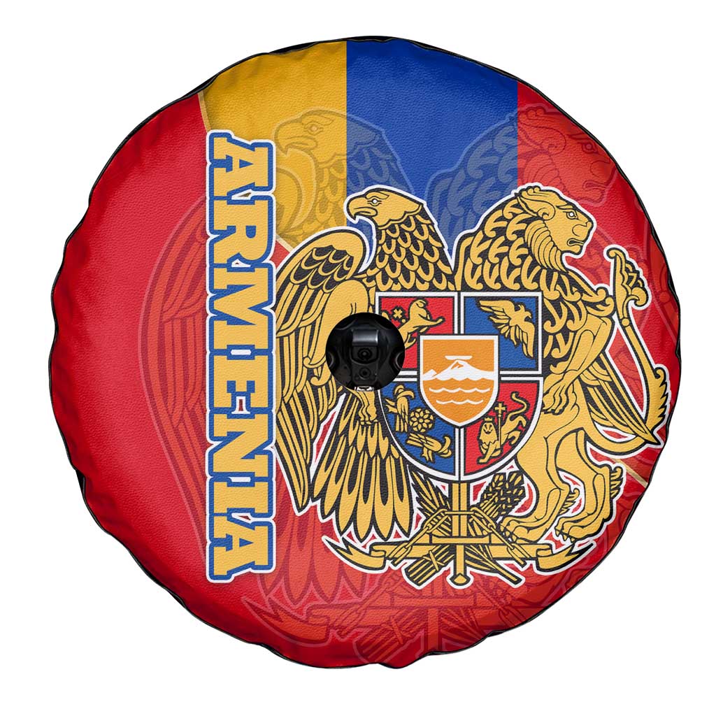 Armenia Flag Spare Tire Cover with National Coat of Arms and Map Design - Wonder Print Shop