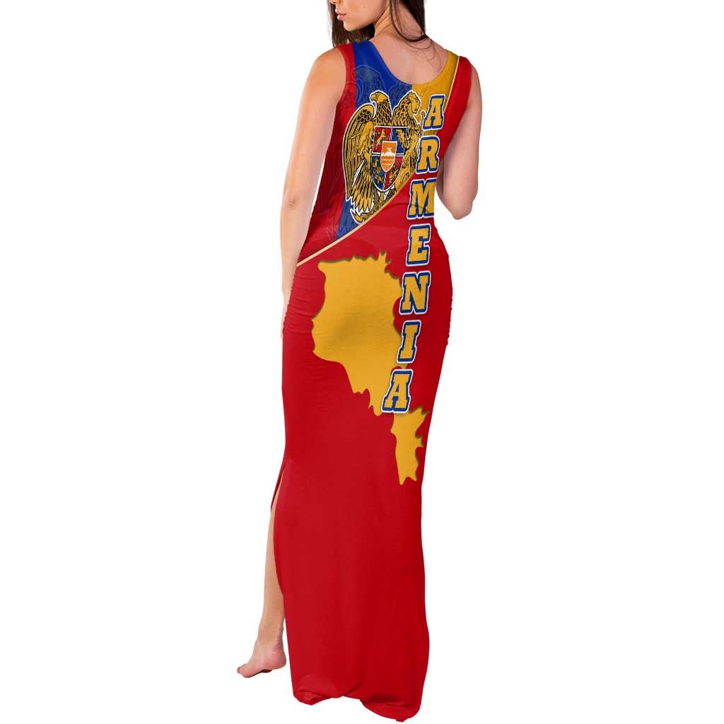 Armenia Flag Tank Maxi Dress with National Coat of Arms and Map Design - Wonder Print Shop