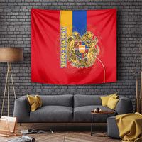 Armenia Flag Tapestry with National Coat of Arms and Map Design - Wonder Print Shop