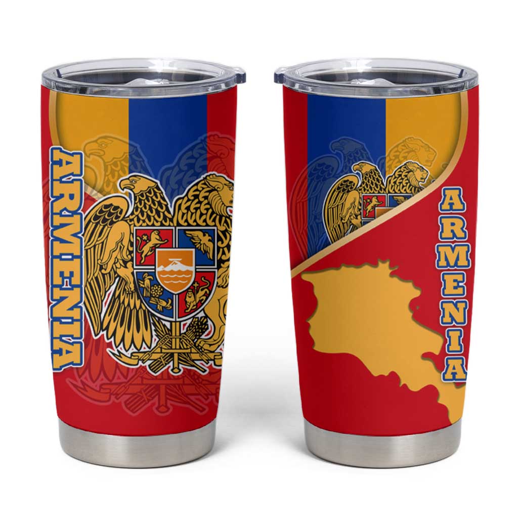 Armenia Flag Tumbler Cup with National Coat of Arms and Map Design - Wonder Print Shop