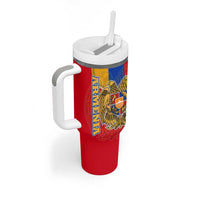 Armenia Flag Tumbler With Handle with National Coat of Arms and Map Design - Wonder Print Shop