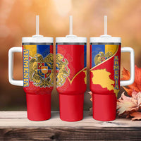 Armenia Flag Tumbler With Handle with National Coat of Arms and Map Design - Wonder Print Shop
