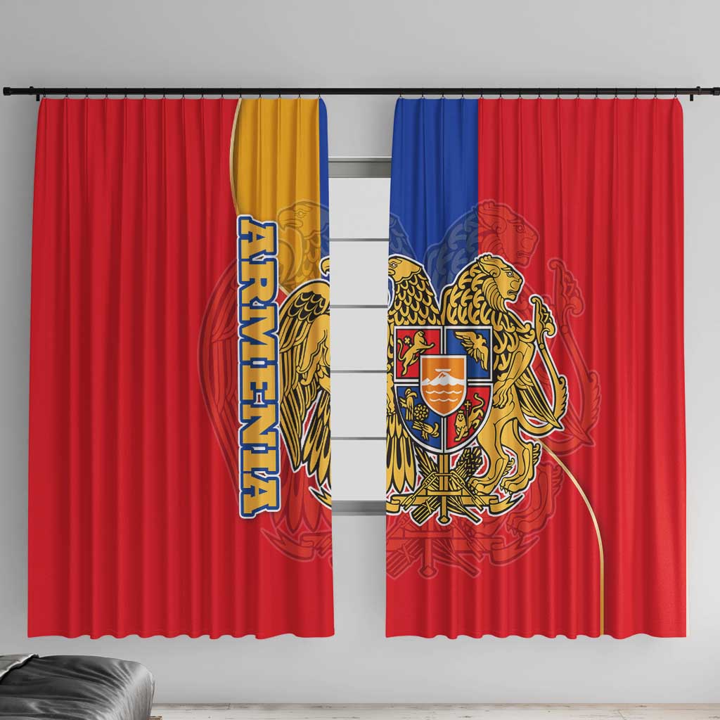 Armenia Flag Window Curtain with National Coat of Arms and Map Design - Wonder Print Shop