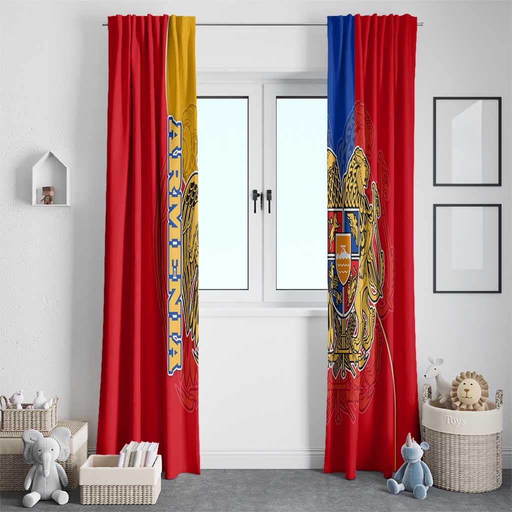 Armenia Flag Window Curtain with National Coat of Arms and Map Design - Wonder Print Shop
