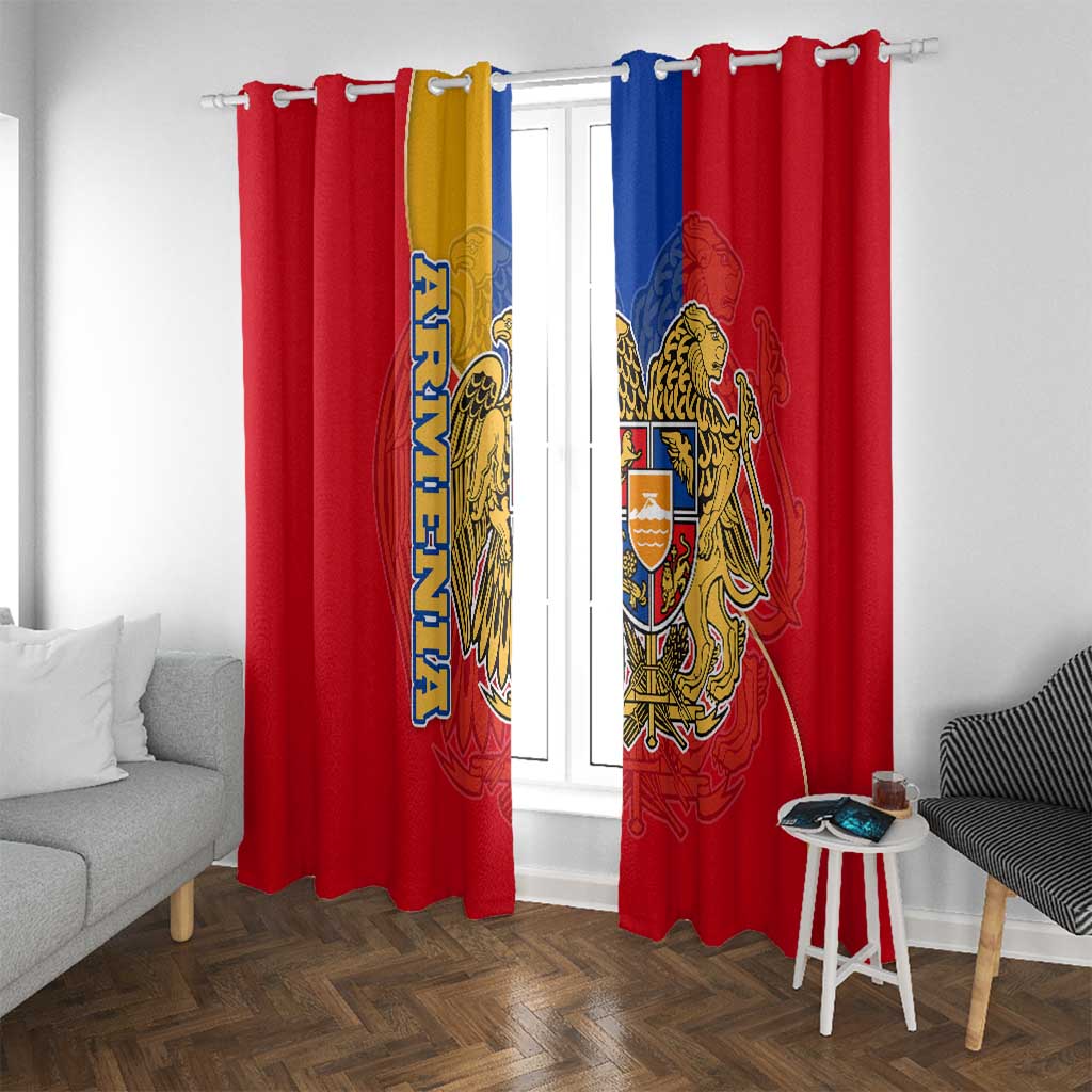 Armenia Flag Window Curtain with National Coat of Arms and Map Design - Wonder Print Shop