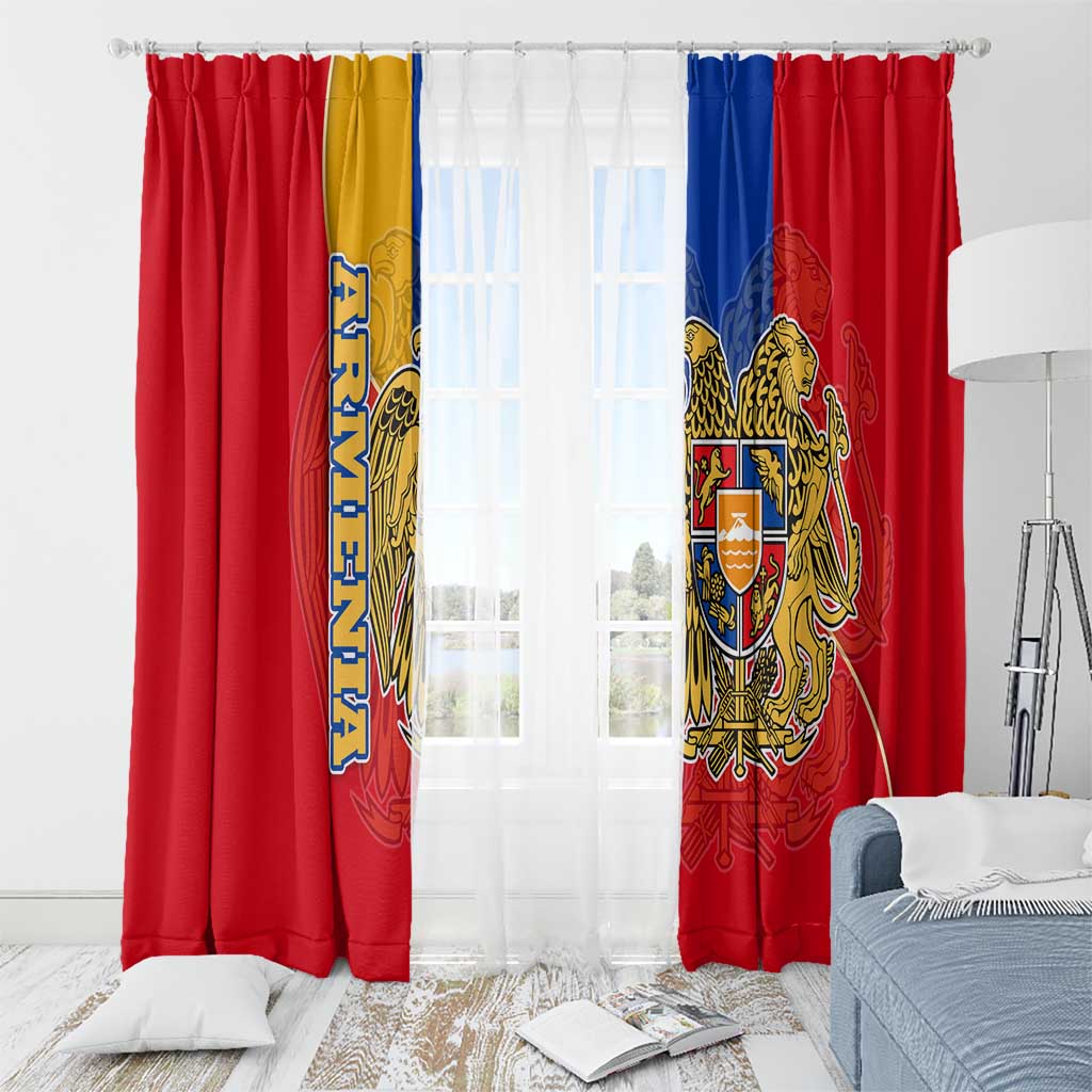 Armenia Flag Window Curtain with National Coat of Arms and Map Design - Wonder Print Shop
