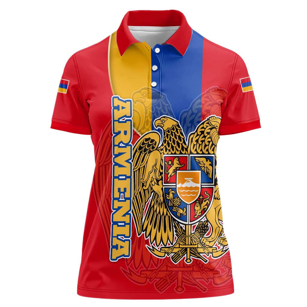 Armenia Flag Women Polo Shirt with National Coat of Arms and Map Design - Wonder Print Shop