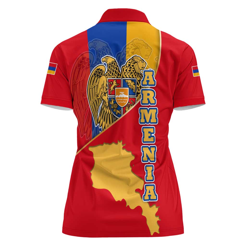 Armenia Flag Women Polo Shirt with National Coat of Arms and Map Design - Wonder Print Shop