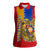 Armenia Flag Women Sleeveless Polo Shirt with National Coat of Arms and Map Design - Wonder Print Shop
