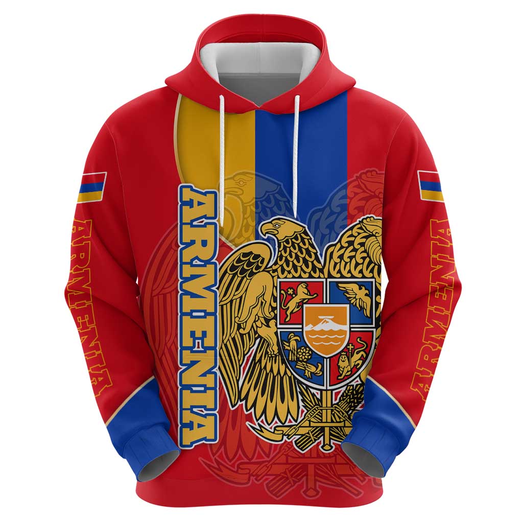 Armenia Flag Zip Hoodie with National Coat of Arms and Map Design - Wonder Print Shop