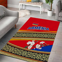 Armenia Traditional Pattern Area Rug with Floral Motif and National Flag Design - Wonder Print Shop