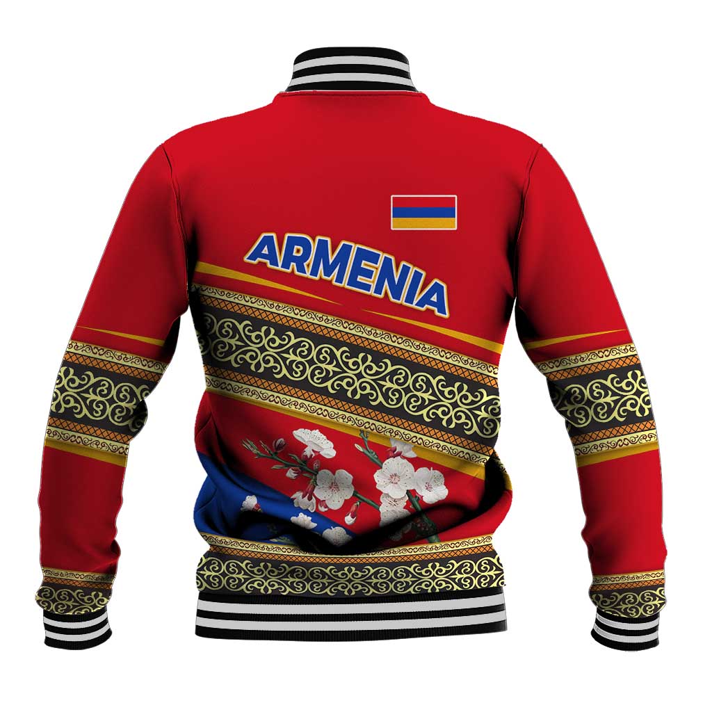 Armenia Traditional Pattern Baseball Jacket with Floral Motif and National Flag Design - Wonder Print Shop