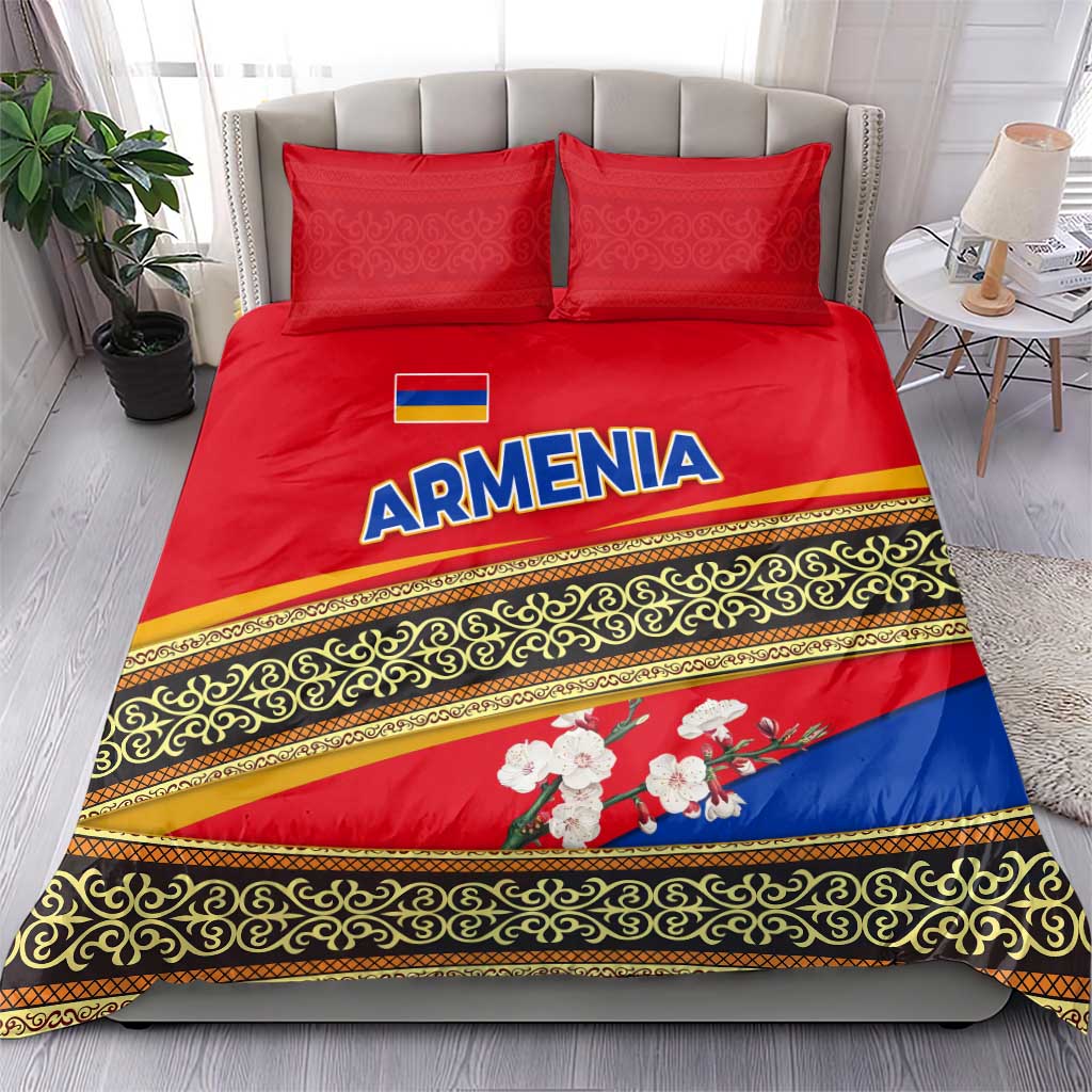 Armenia Traditional Pattern Bedding Set with Floral Motif and National Flag Design - Wonder Print Shop