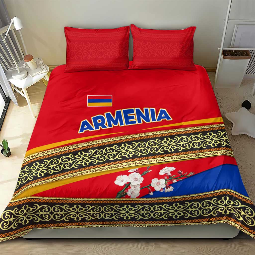 Armenia Traditional Pattern Bedding Set with Floral Motif and National Flag Design - Wonder Print Shop