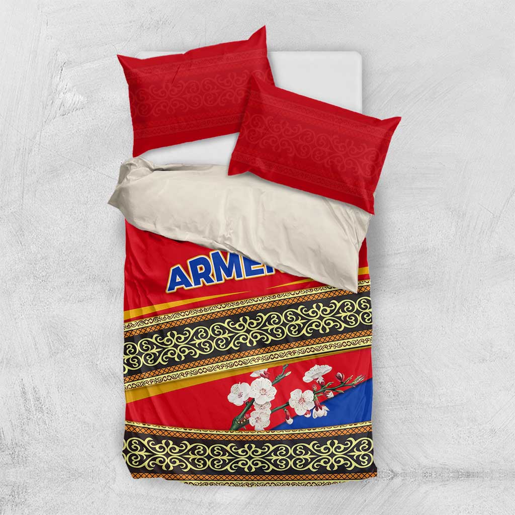 Armenia Traditional Pattern Bedding Set with Floral Motif and National Flag Design - Wonder Print Shop